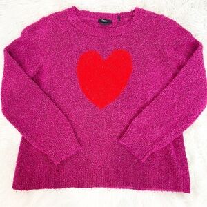 MANGUUN COLLECTION PURPLE RED HEART LONG SLEEVE PULLOVER SWEATER GIRL SZ 16